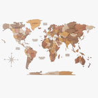 Mapa Mundo de Madeira 3D Multicolorido