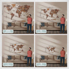 Mapa Mundo de Madeira 2D Natural