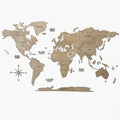 Natural 2D Wooden World Map