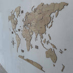 Mapa Mundo de Madeira 2D Natural