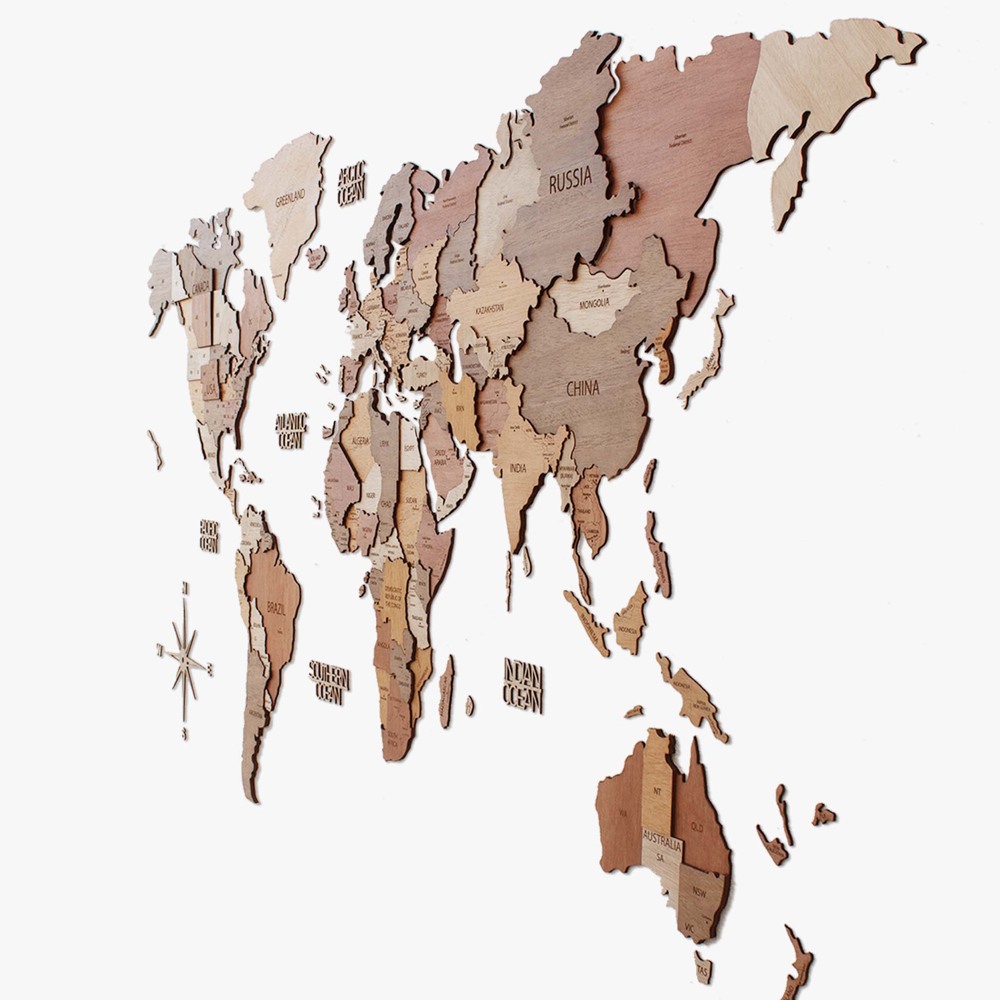 3D Wooden World Map | WoodCollect
